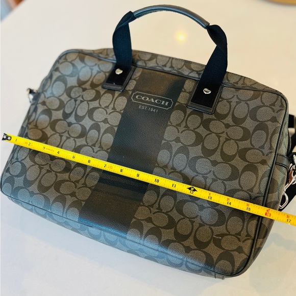Coach Laptop Messenger Bag In Monogram Waxed Canvas - Grey - Picture 4 of 10